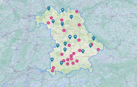 Bildrechte: Gründerland Bayern, interaktive Online-Landkarte