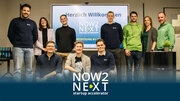 Die beiden neuen Teams mit der NOW2NEXT-Jury sowie den Startup-Coaches Raphael Feinäugle, Julia Leifeld und Stefan Schimpfle vom DZ.S